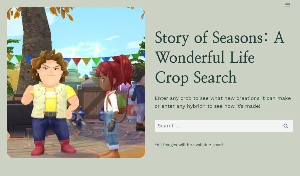 In this image, users can search for crops or hybrids to see what new creations they can make or how they are made.